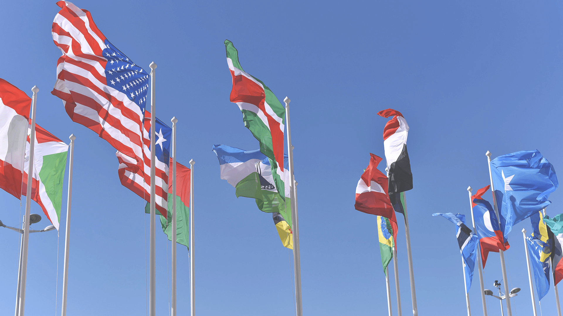 International flags representing global commerce